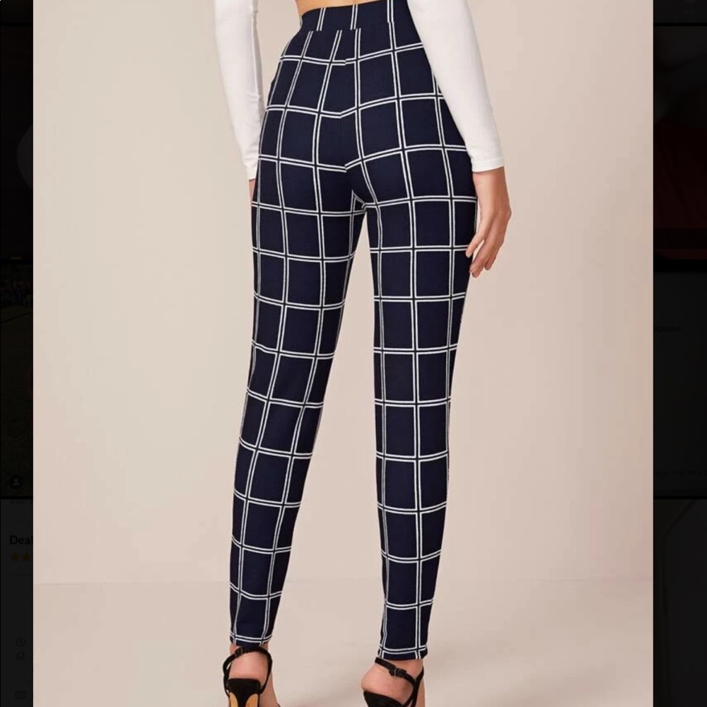 Blue and White Grid Pants